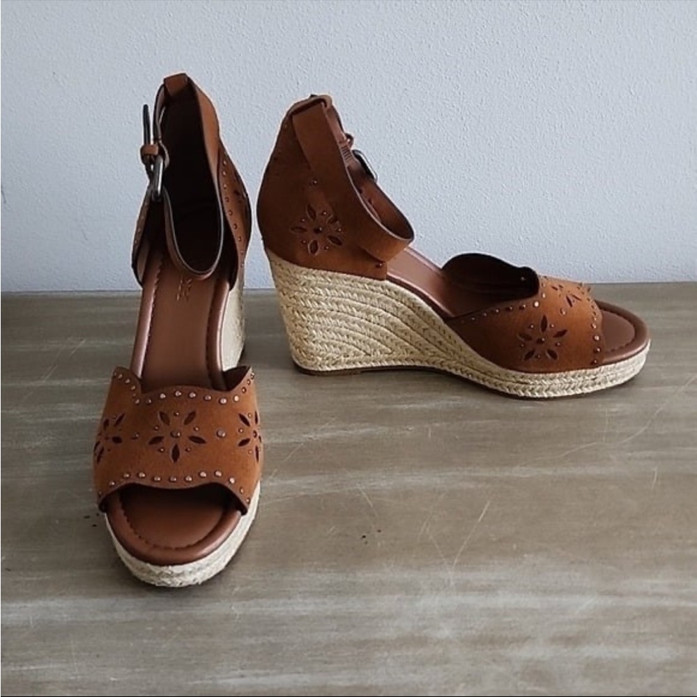 Brown Wedge Coach Sandals Size 9